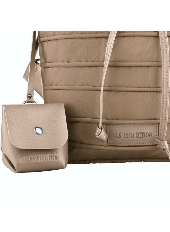 B.S COLLECTION Women's Backpack in Soft Fabric Waterproof Quilted Design Cafe BEE BACKPACK - Image 4